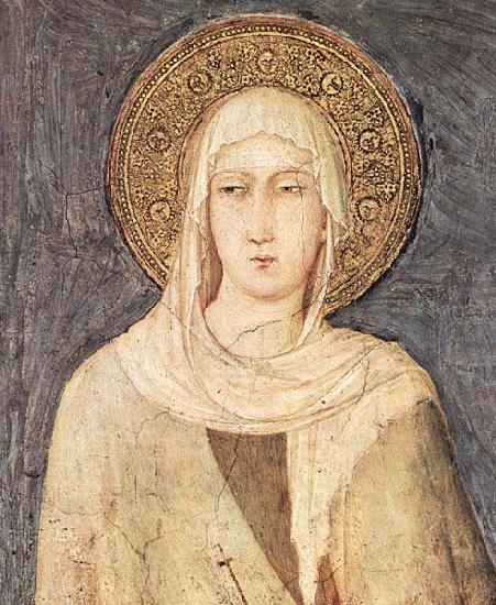 Simone Martini detail depicting Saint Clare of Assisi from a fresco  in the Lower basilica of San Francesco Germany oil painting art